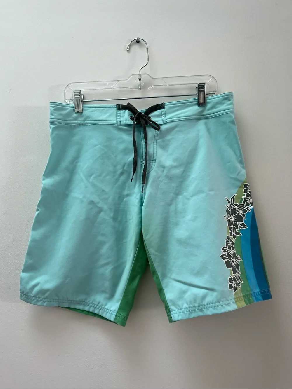 Billabong Aqua Floral Stripe Swim Trunks - Picture 1 of 6